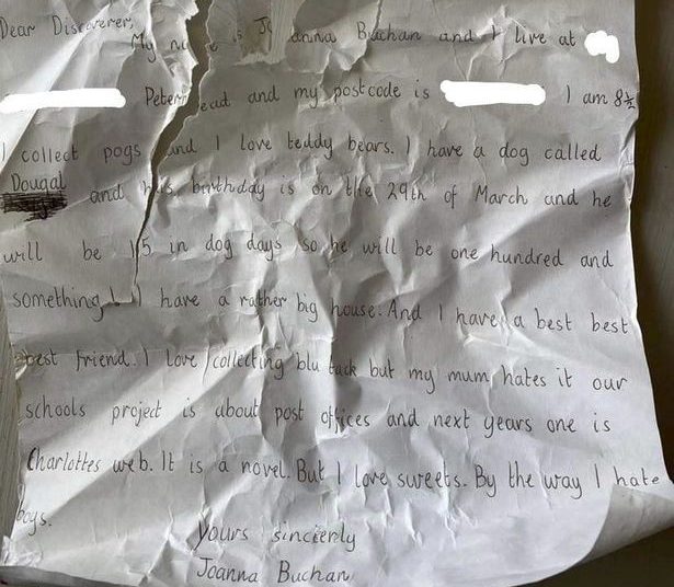 Carta intacta, mesmo depois de 25 anos