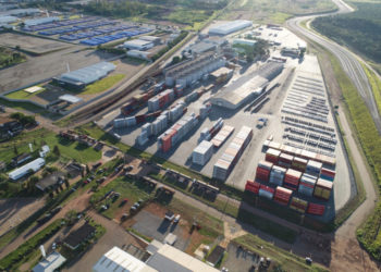 foto aérea do porto seco de Anápolis, escoador das exportações no município