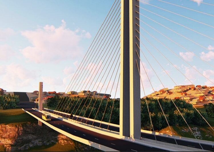 Projeto de ponte estaiada. (Foto: Divulgação/Prefeitura de Anápolis)