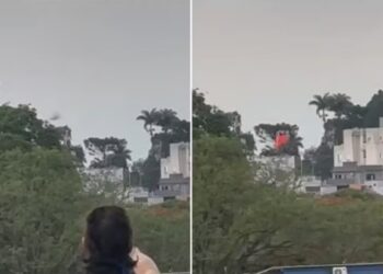 Vídeo mostra quando paraquedista despenca do céu em Boituva (SP) — Foto: Reprodução