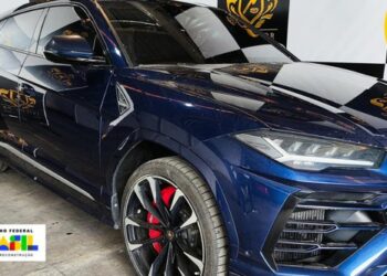 Lamborghini que vai à leilão era utilizada por integrantes de organização criminosa. Imagem: Divulgação