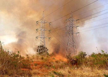 Queimada próxima da rede elétrica, além de danificar os equipamentos e cabos, prejudica o fornecimento de energia para os clientes da região traz o risco de acidentes (Foto: Reprodução/Internet)