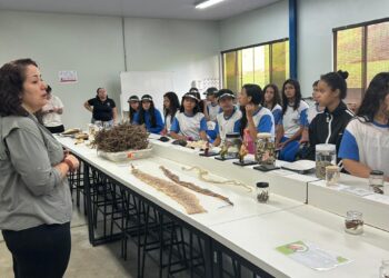 Alunos da Escola Raymundo Paulo Hargreaves participaram da visita, ampliando o entendimento sobre questões ambientais vivenciadas no dia a dia de Anápolis. Imagem: Divulgação