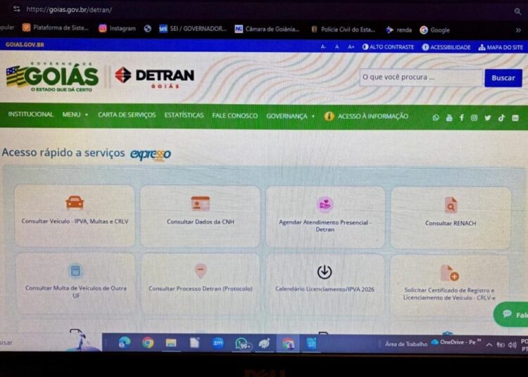 Detran-GO lança ferramenta que permite abrir processos online. Imagem: Reprodução