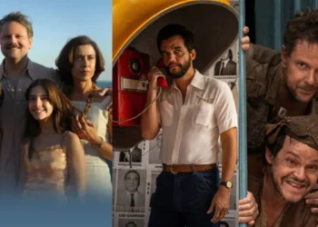 Filmes brasileiros "Ainda Estou Aqui", "O Agente Secreto" e "O Auto da Compadecida".  Reprodução/ Tela Brasil