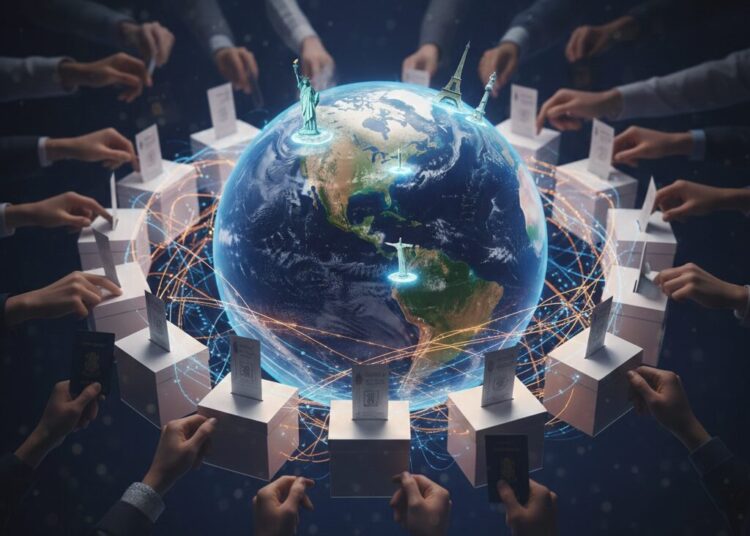 Países dos cinco continentes vão às urnas neste ano, inclusive, o Brasil. Imagem: Reprodução/Gemini