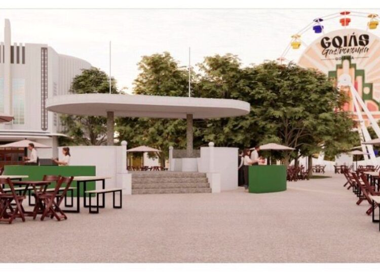 O Festival 'Goiás Gastronomia 2026' transformará o Parque Mutirama, de 7 a 10 e de 14 a 17 de Maio, em uma cidade cenográfica, inspirado nos monumentos do Art Déco de Goiânia. Imagem: Divulgação