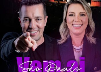 Glauco Costa, ao lado da esposa e empresária Ana Camila, líder da equipe organizadora do evento, antecipa a próxima edição do congresso em São Paulo. Imagem: Divulgação