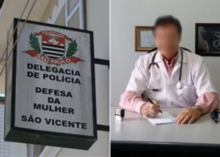 Policiais da DDM de São Vicente (SP) prenderam médico por estupro de vulnerável — Foto: Anna Gabriela Ribeiro e Reprodução/LinkedIn