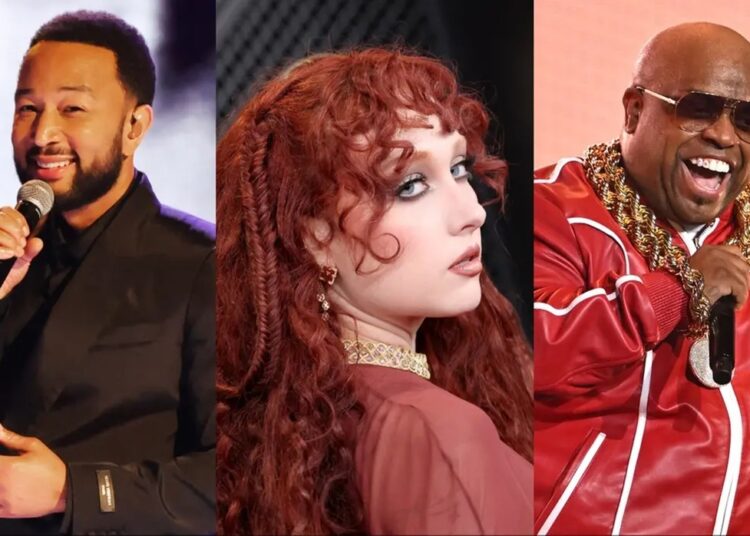 Músicas de John Legend, Chapell Roan e Cee Lo Green já despertaram a tripulação da missão Artemis II.
Foto: Kevin Winter, Amy Sussman e Derek White / Getty Images North America / Getty Images via AFP.