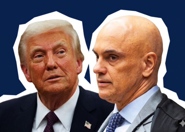 Donald Trump e Alexandre de Moraes. Imagem: Gerada por IA