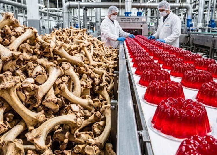 Processo de fabricação da gelatina. Imagem Ilustrativa