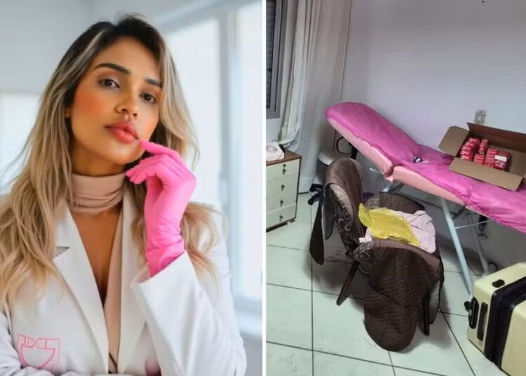 Fisioterapeuta é presa suspeita de causar lesões graves em pacientes de Goiânia — Foto: Reprodução/TV Anhanguera e Divulgação/Polícia Civil
