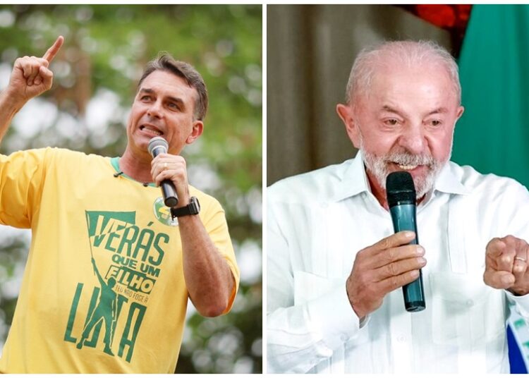 Candidatos Flávio Bolsonaro e Lula